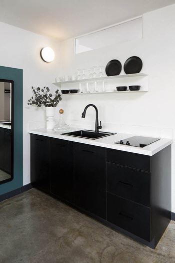 The flat studio unit kitchen
